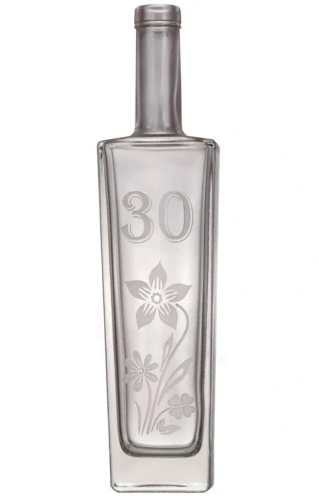 Skleněná láhev 0,5 l na narozeniny 30 výročí bez uzávěru