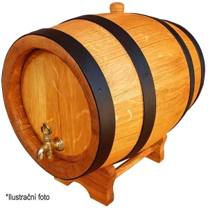 Dubový sud 5 L "Extra Masiv" voskovaný, Černé obruče, kohoutke mosazný/dřevěný