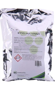 Kyselina vinná 1 kg – činidlo pro úpravu kyselosti vín a moštů
