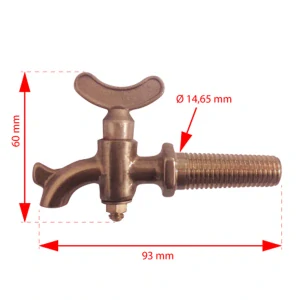 Mosazný kohoutek 12 mm – výpustný, se závitem