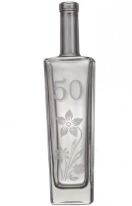 Skleněná láhev 0,5 l na 50. výročí bez uzávěru