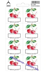 Třešeň etikety 8 vodoodolných na domácí zavařeniny a marmelády