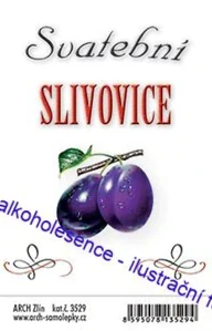 Etiketa na láhev 6 x 9,5 cm pro domácí svatební slivovici