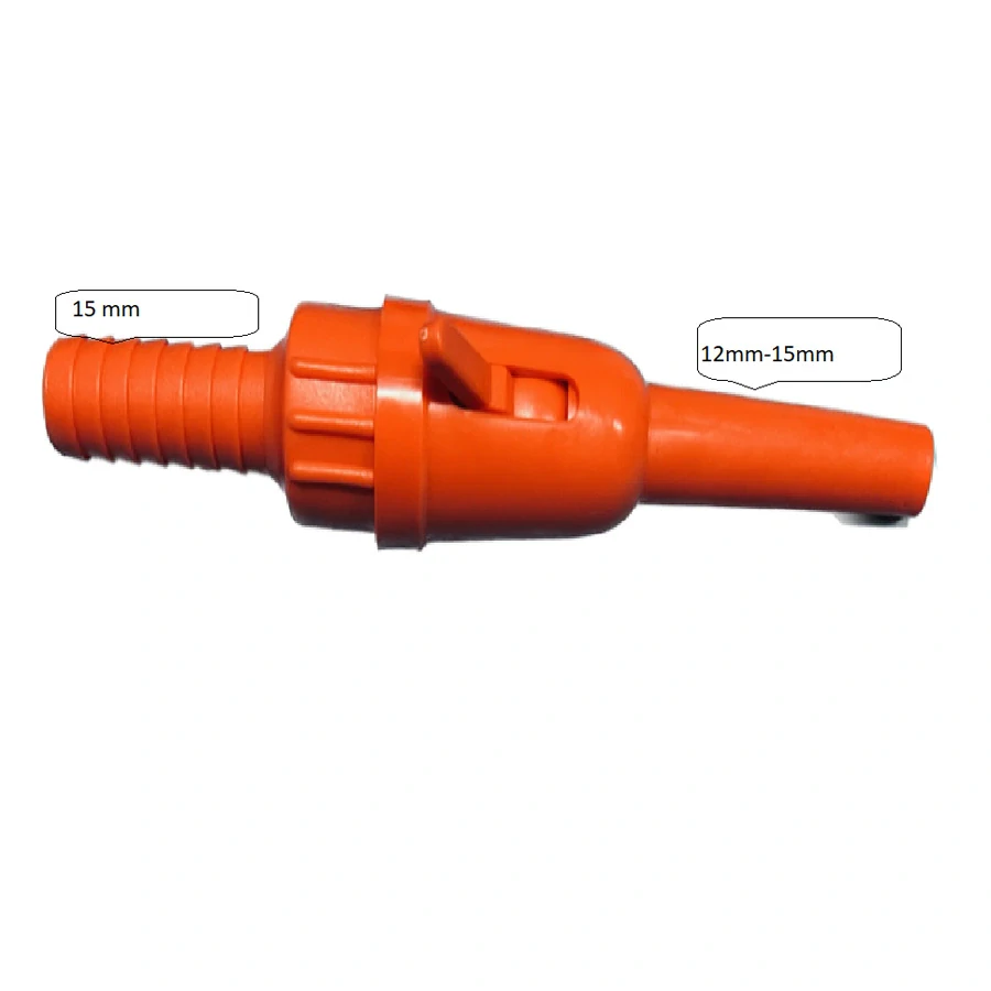 Pákový kohoutek 15 mm pro stáčecí hadice z potravinářského plastu