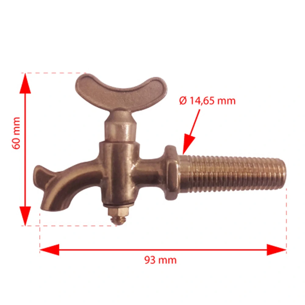 Mosazný kohoutek 12 mm – výpustný, se závitem