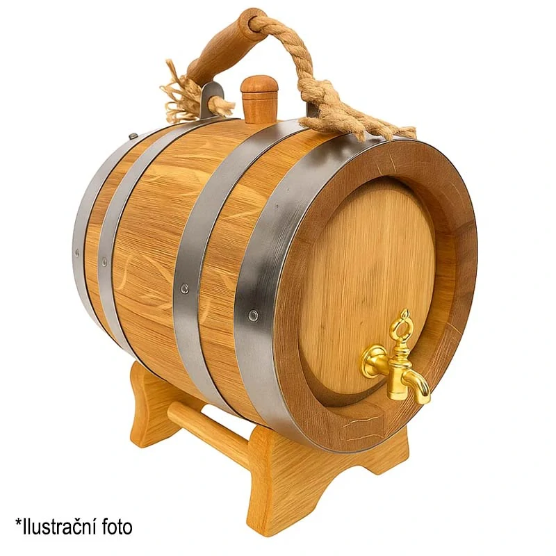 Dubový sud 10 L "Extra Masiv" voskovaný, s rukojetí, podstavec a mosazný kohoutek