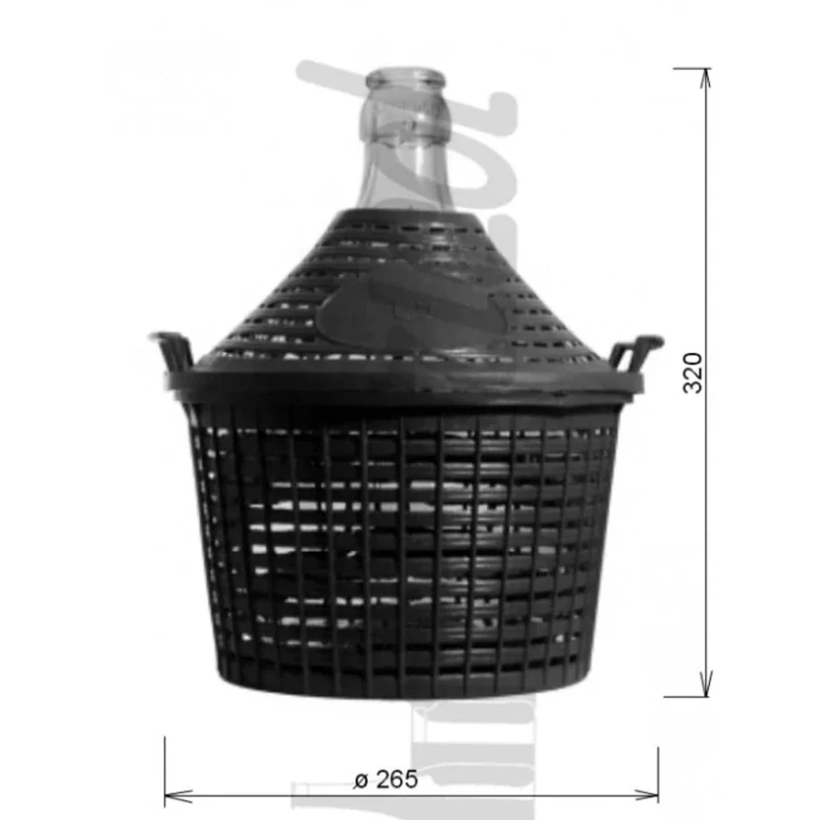 Demižón 5 l skleněný s plastovým opletem a bočními rukojeťmi