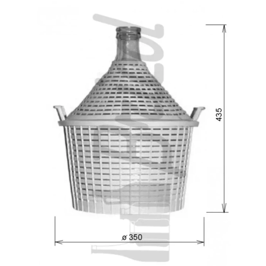 Demižón 15 l skleněný s ochranným opletem a bočními rukojeťmi