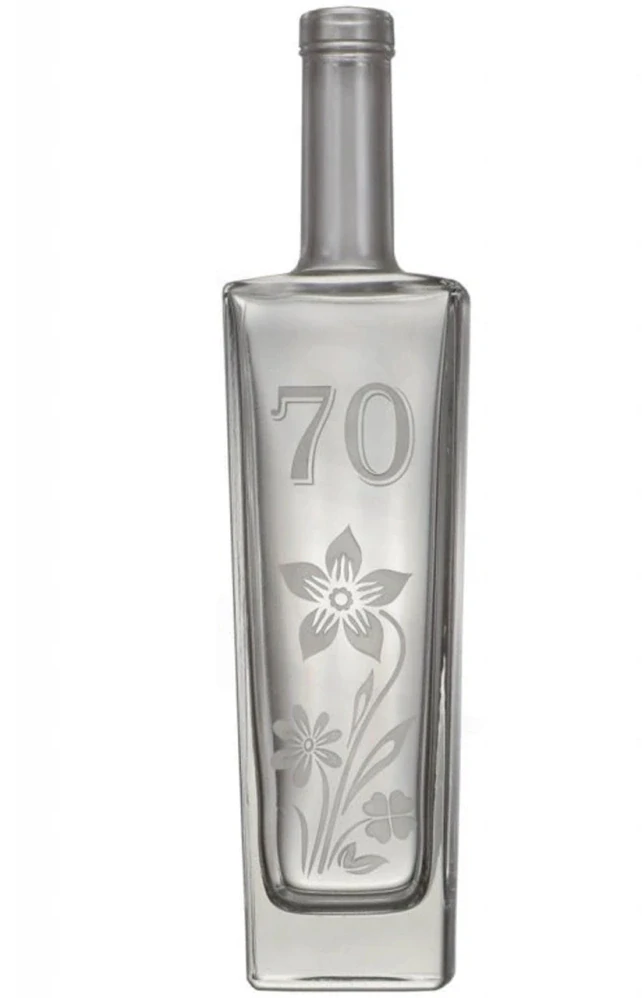 Skleněná láhev 0,5 l na narozeniny 70 let bez uzávěru
