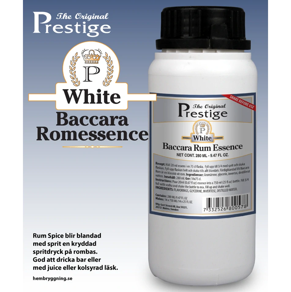 Baccara White Rum esence 280 ml pro ochucení 14 lahví vodky