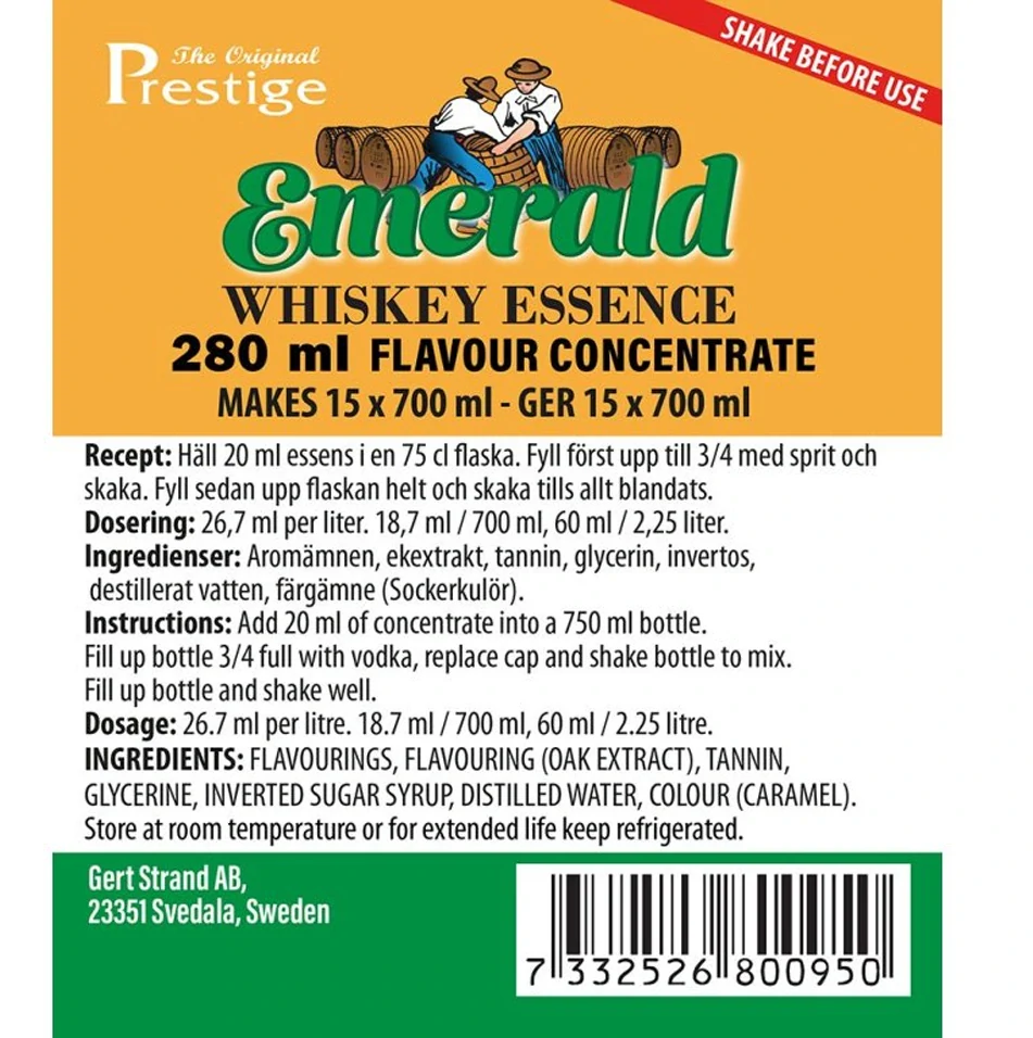 Irish Whisky AU esence 280 ml pro ochucení 14 lahví vodky