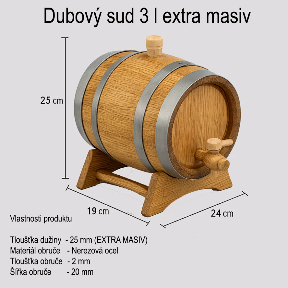 Dubový sud 3 L "Extra Masiv" 