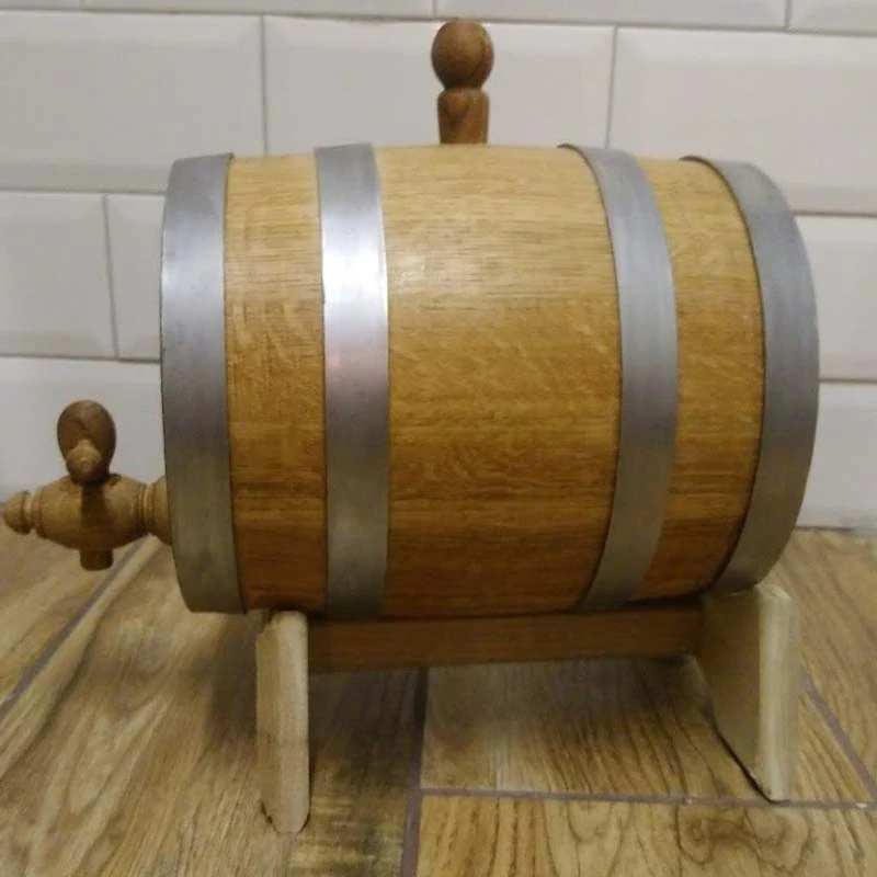 Dubový sud 5 L "Extra Masiv" voskovaný, kohoutek mosazný/dřevěný