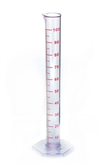 Plastový odměrný válec 100 ml se stupnicí pro lihoměry a hustoměry