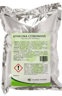 Kyselina citronová 1 kg Činidlo na úpravu kyselosti vína pro zvýraznění chuti